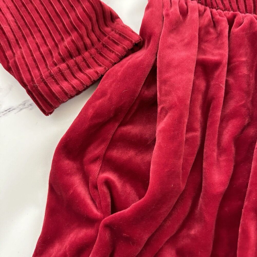 Chelsea Studio Womens Vintage 90s Velvet Maxi Dress Size M Red Ribbed Pockets - Picture 5 of 10